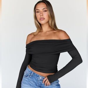 Off-Shoulder Black Women's Top
